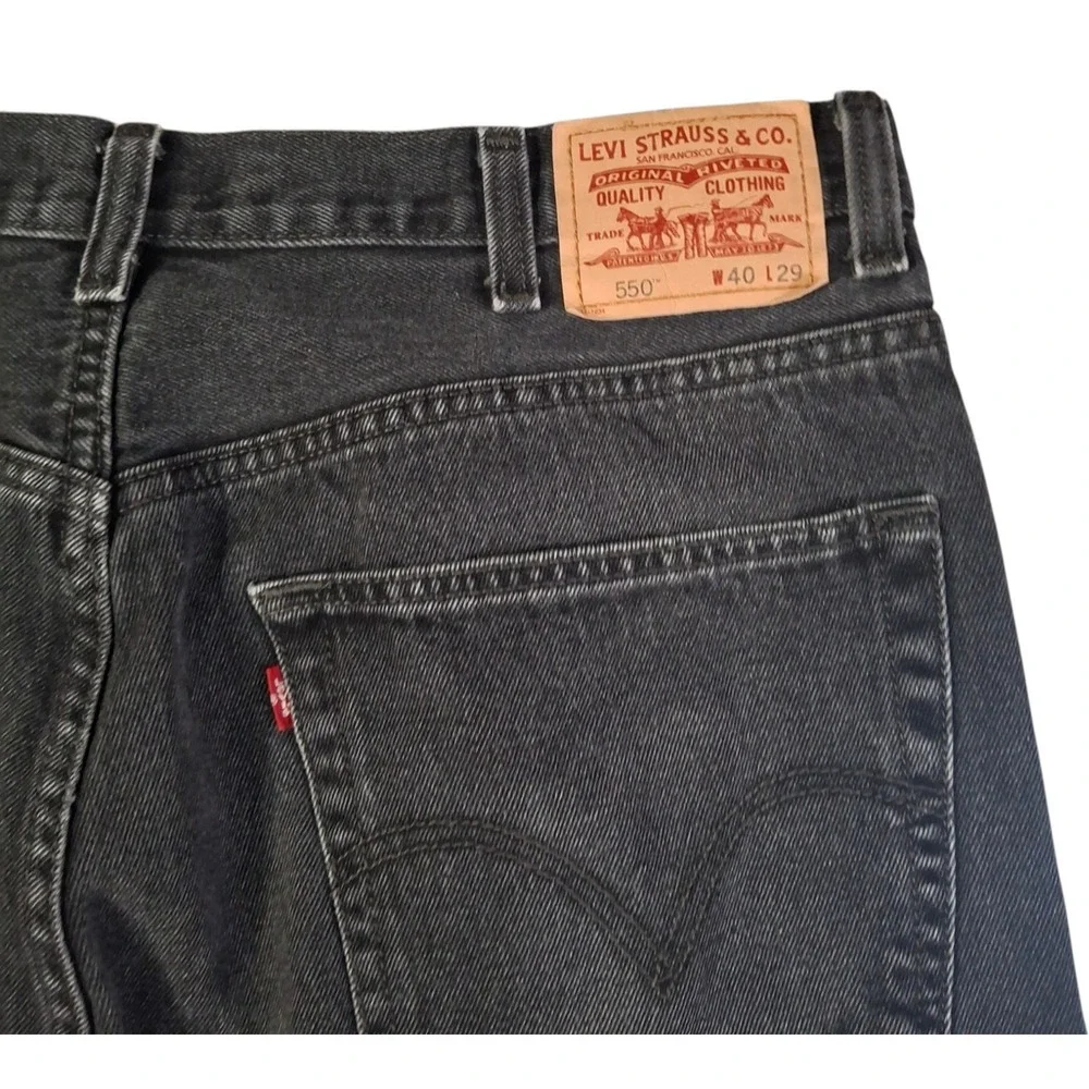 VTG Levis 550 Relaxed Fit Black Jeans Mens 40x29* Cotton Denim Tapered Leg Y2K